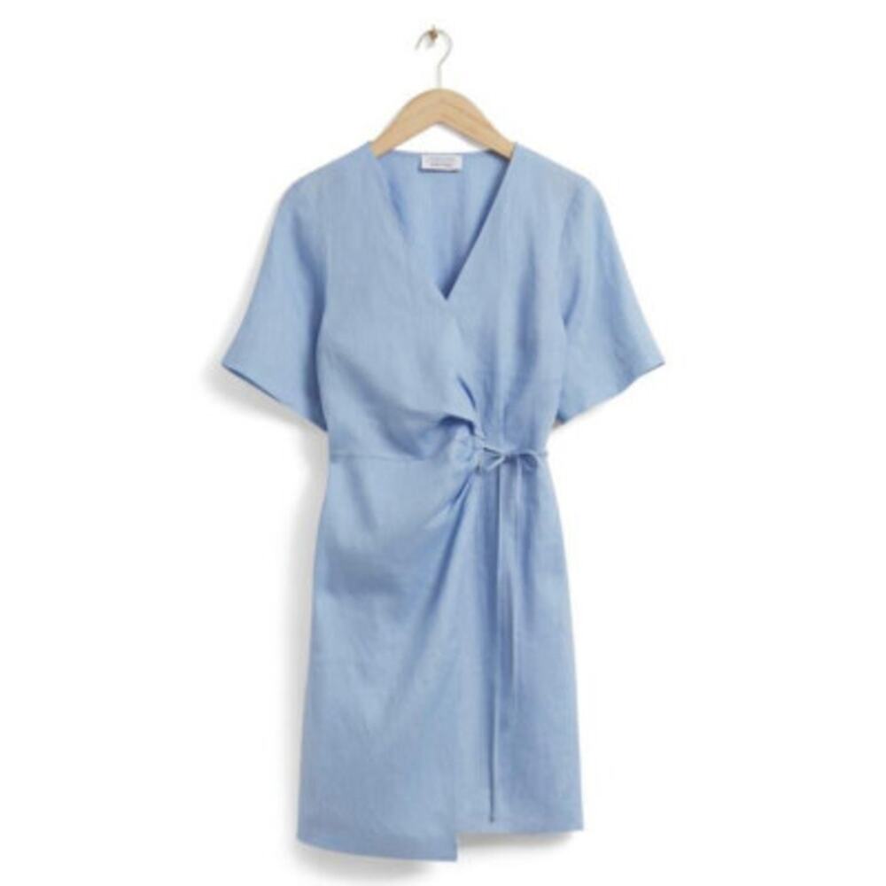 & OTHER STORIES Linen Diagonal Wrap Dress